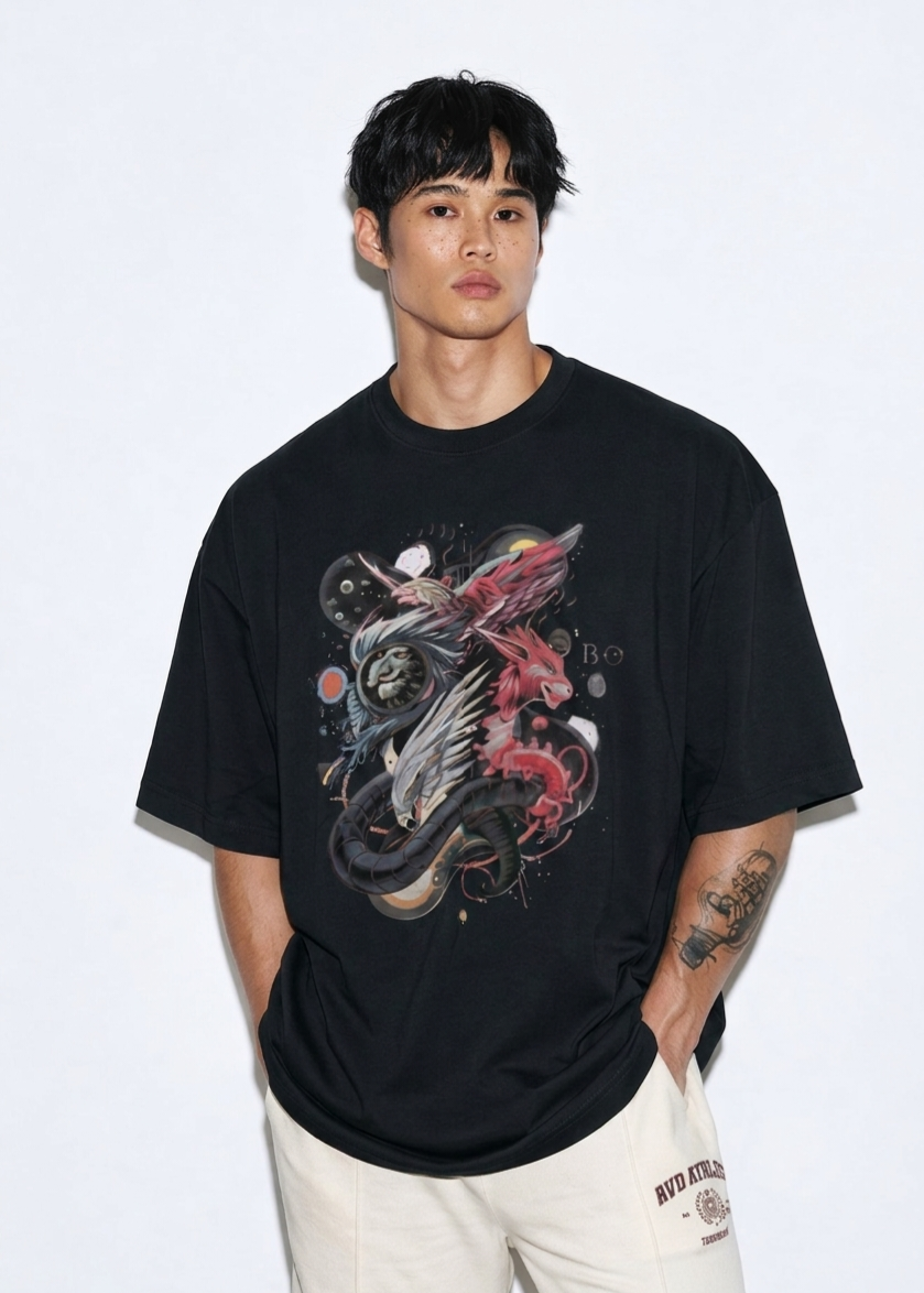 Men's Terry Oversized Tee (Dragonborn Clash)