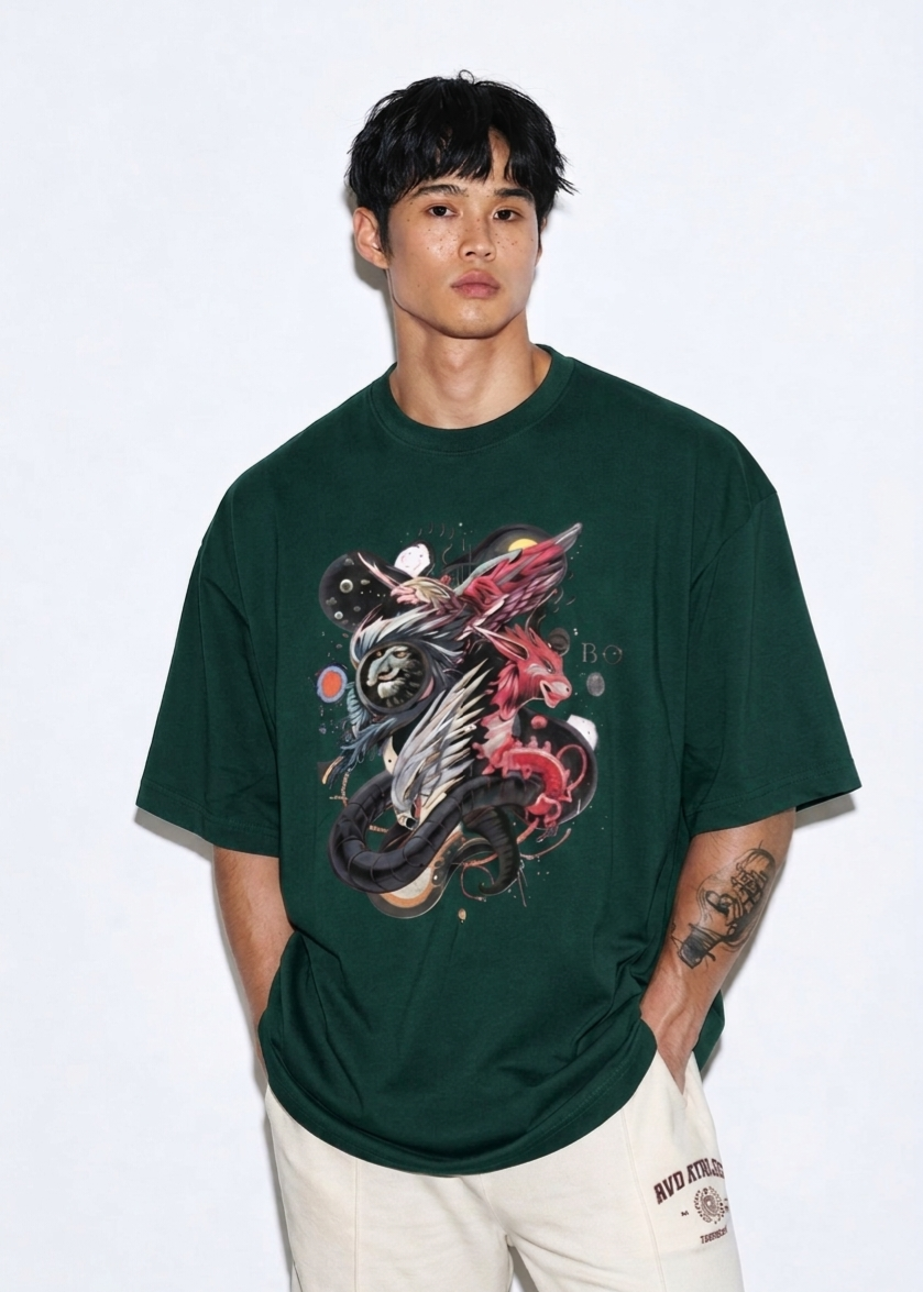 Men's Terry Oversized Tee (Dragonborn Clash)