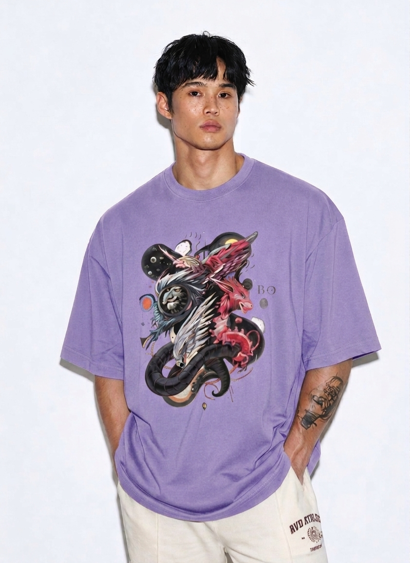 Men's Terry Oversized Tee (Dragonborn Clash)