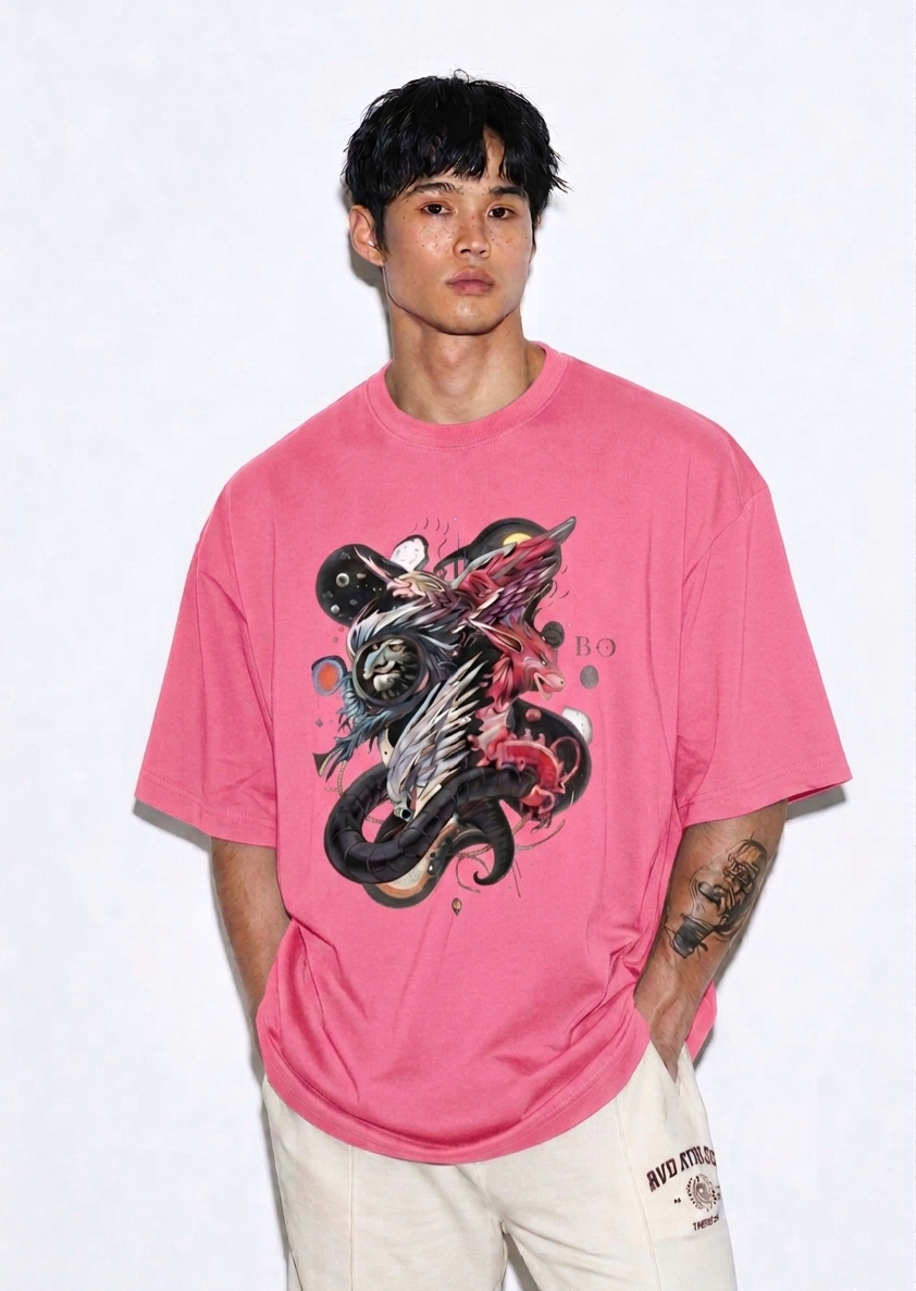 Men's Terry Oversized Tee (Dragonborn Clash)