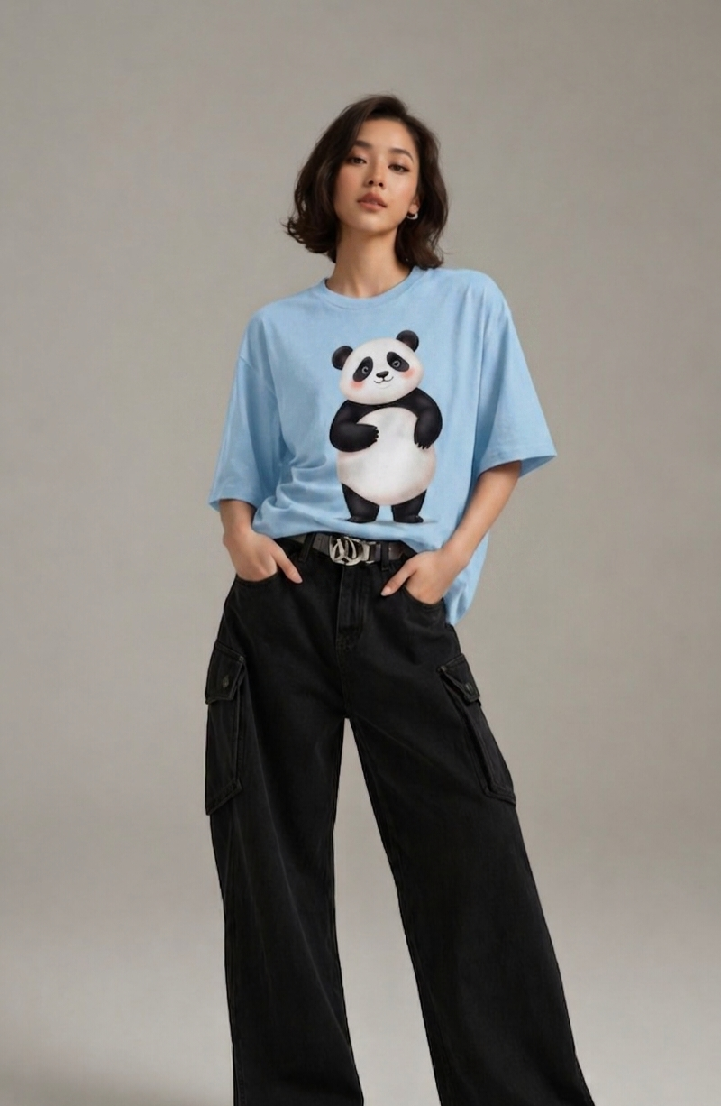 Woman's Panda Terry Oversized Tee