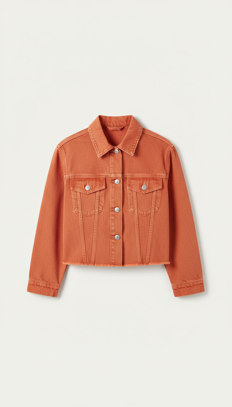 Modern tangerine cropped denim jacket