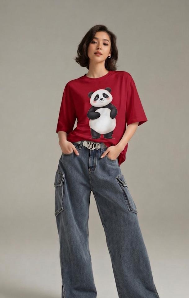 Woman's Panda Terry Oversized Tee