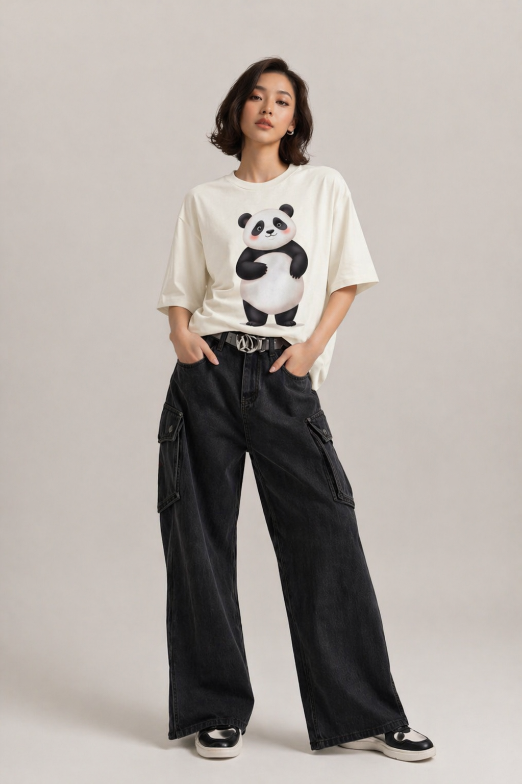 Woman's Panda Terry Oversized Tee