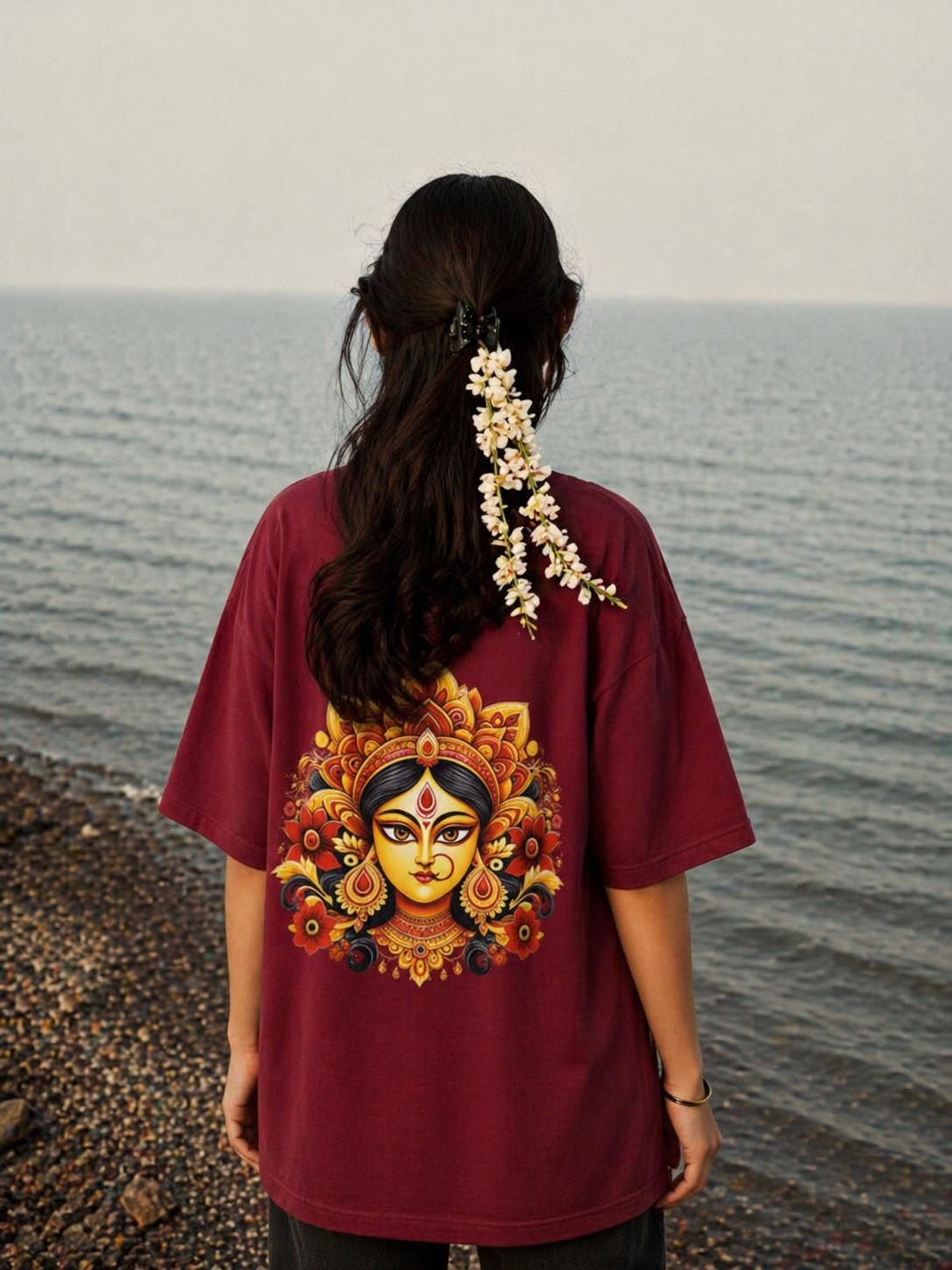 Woman's Maa Durga Terry Oversized Tee