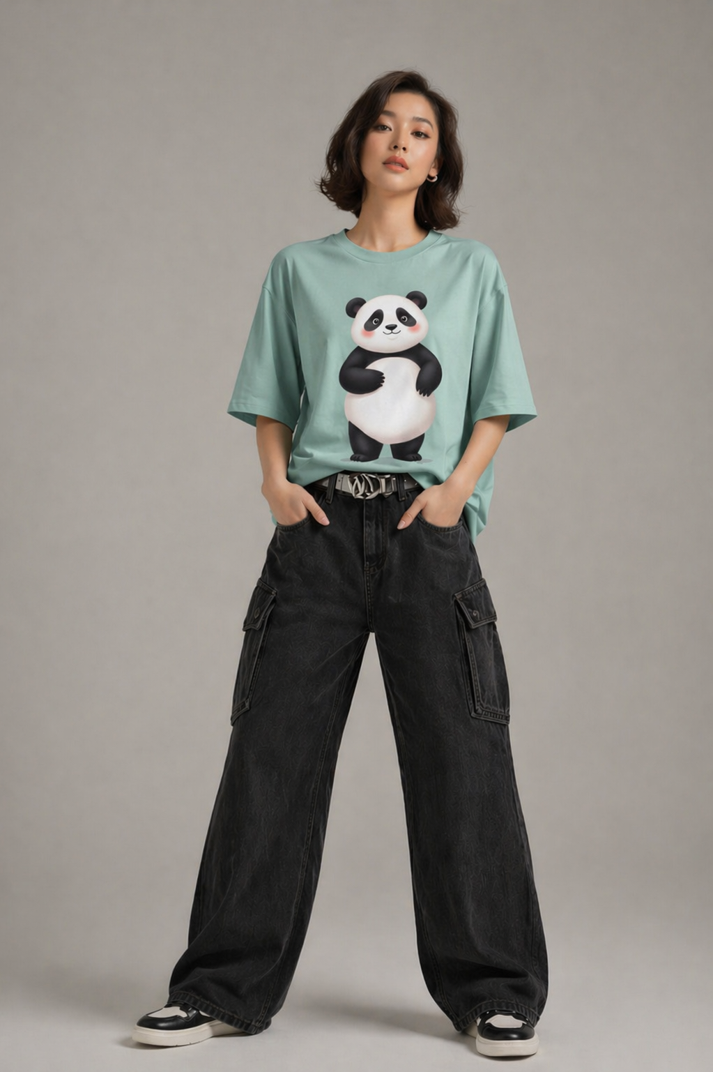 Woman's Panda Terry Oversized Tee