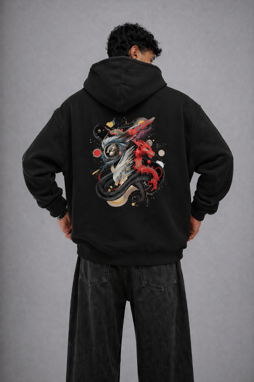 Men's Oversized Hoodie (Dragonborn Clash)