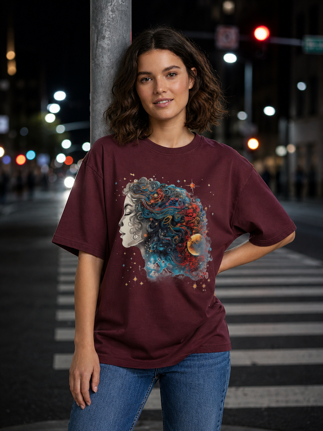 Woman's Stary Night Terry Oversized Tee