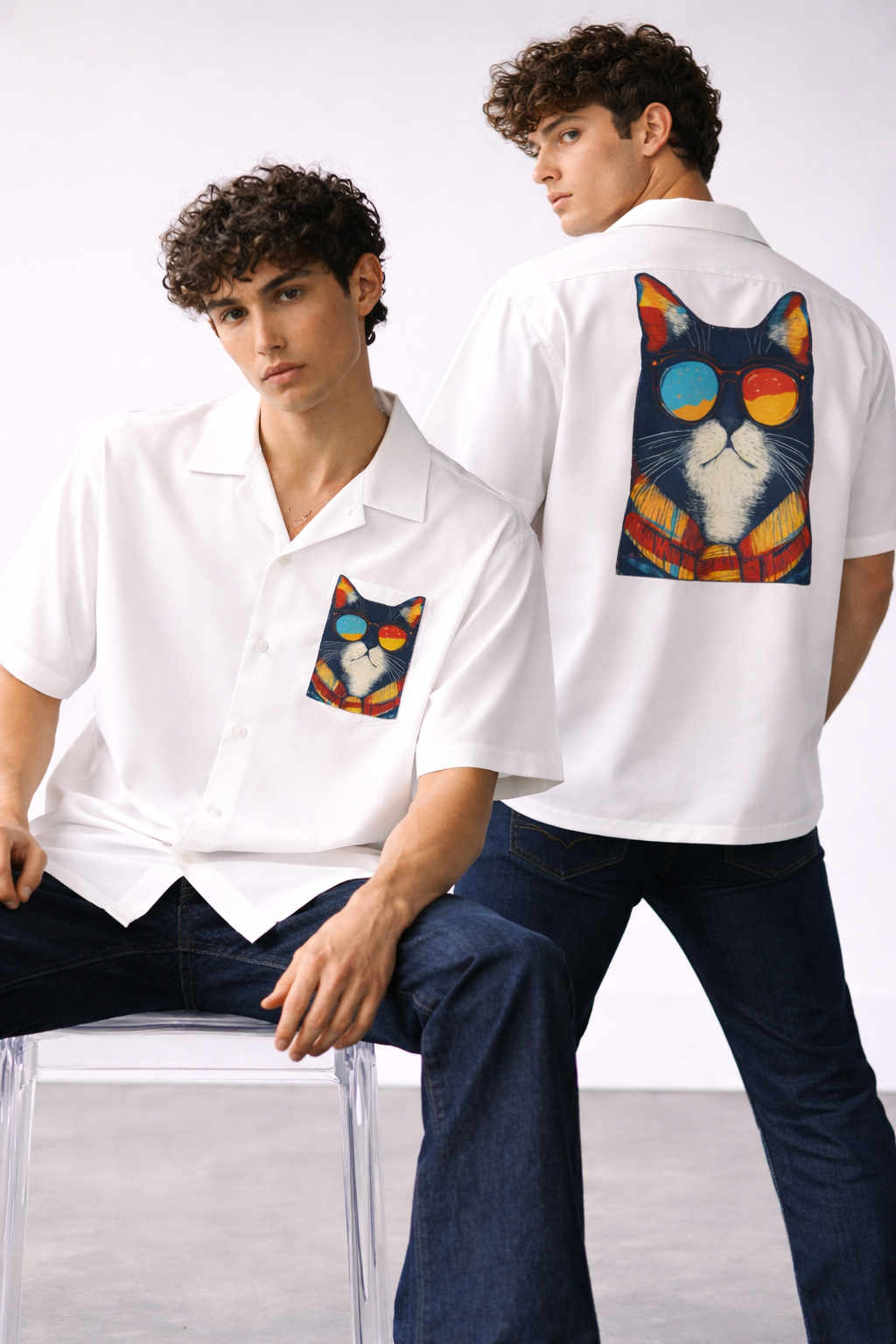 Men's Cat Swag Oversized Shirt