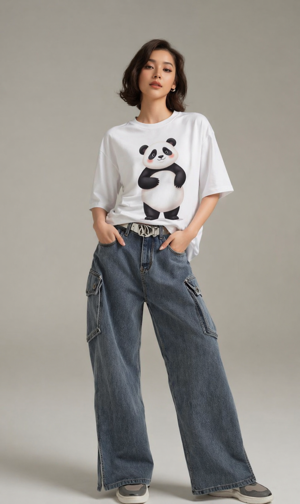 Woman's Panda Terry Oversized Tee
