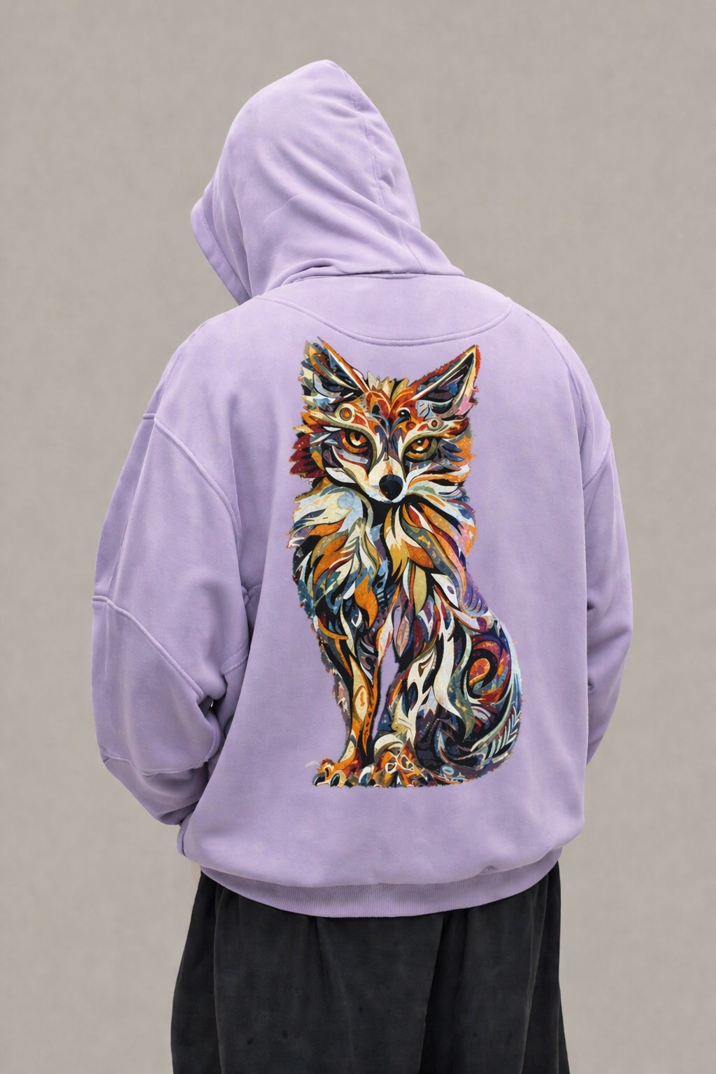 Men's Abstract Fox Oversized Hoodie