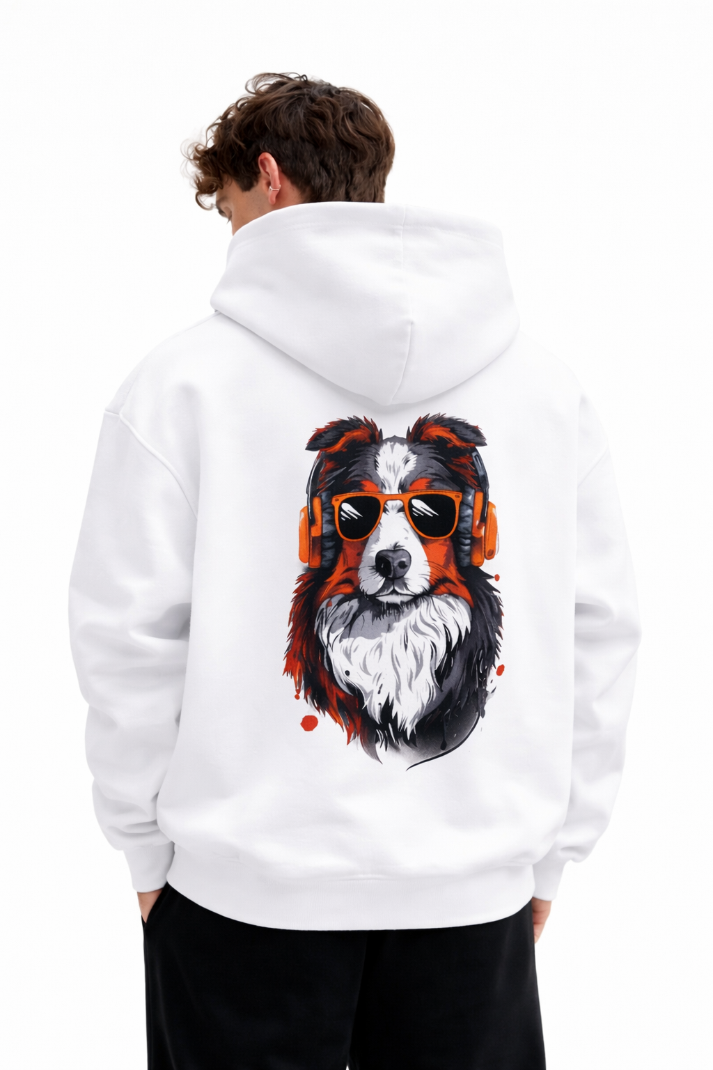 Men's Music Dog Oversized Hoodie