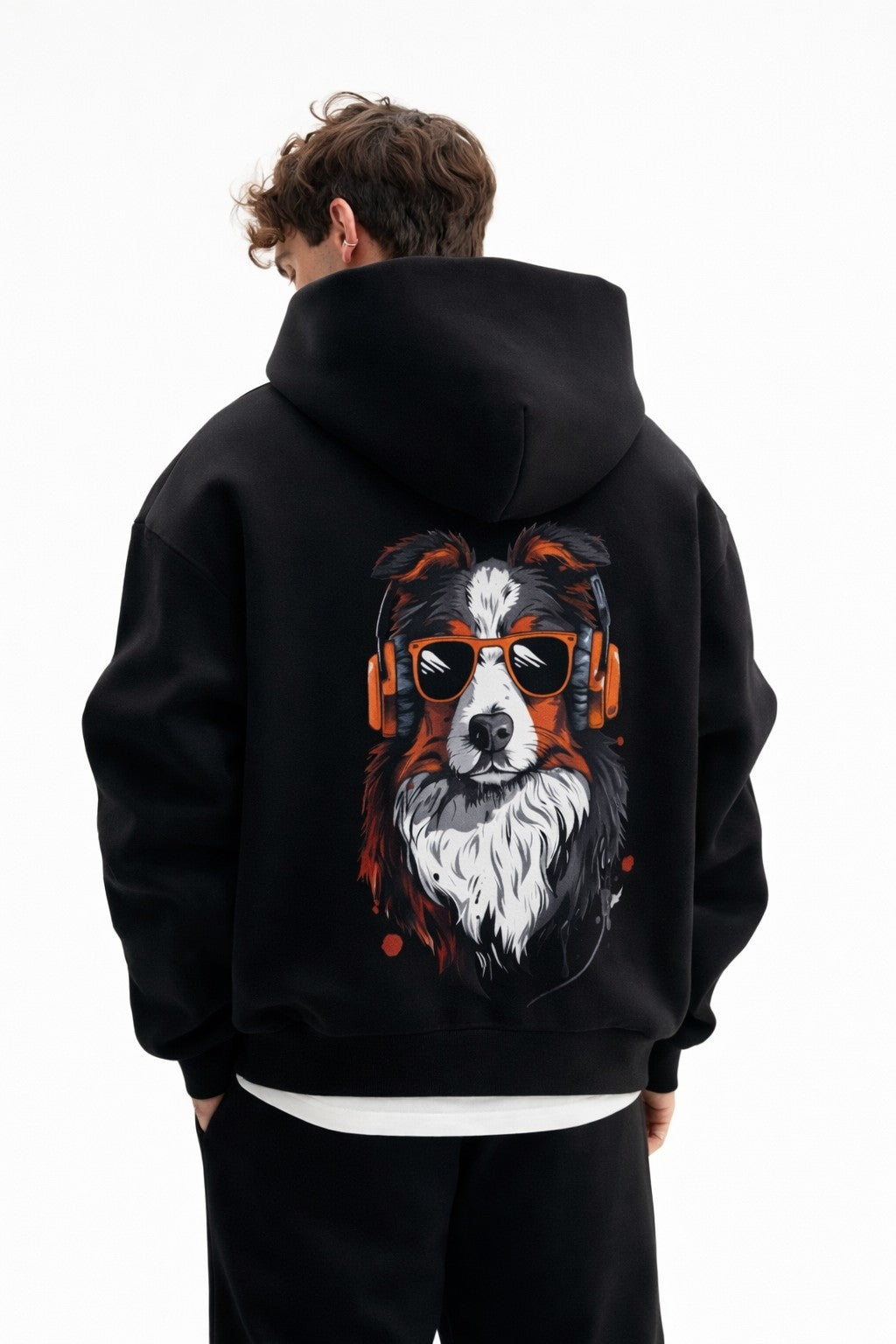Men's Music Dog Oversized Hoodie