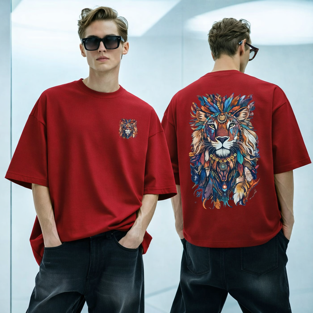 Men's Abstract Lion Oversized Tee