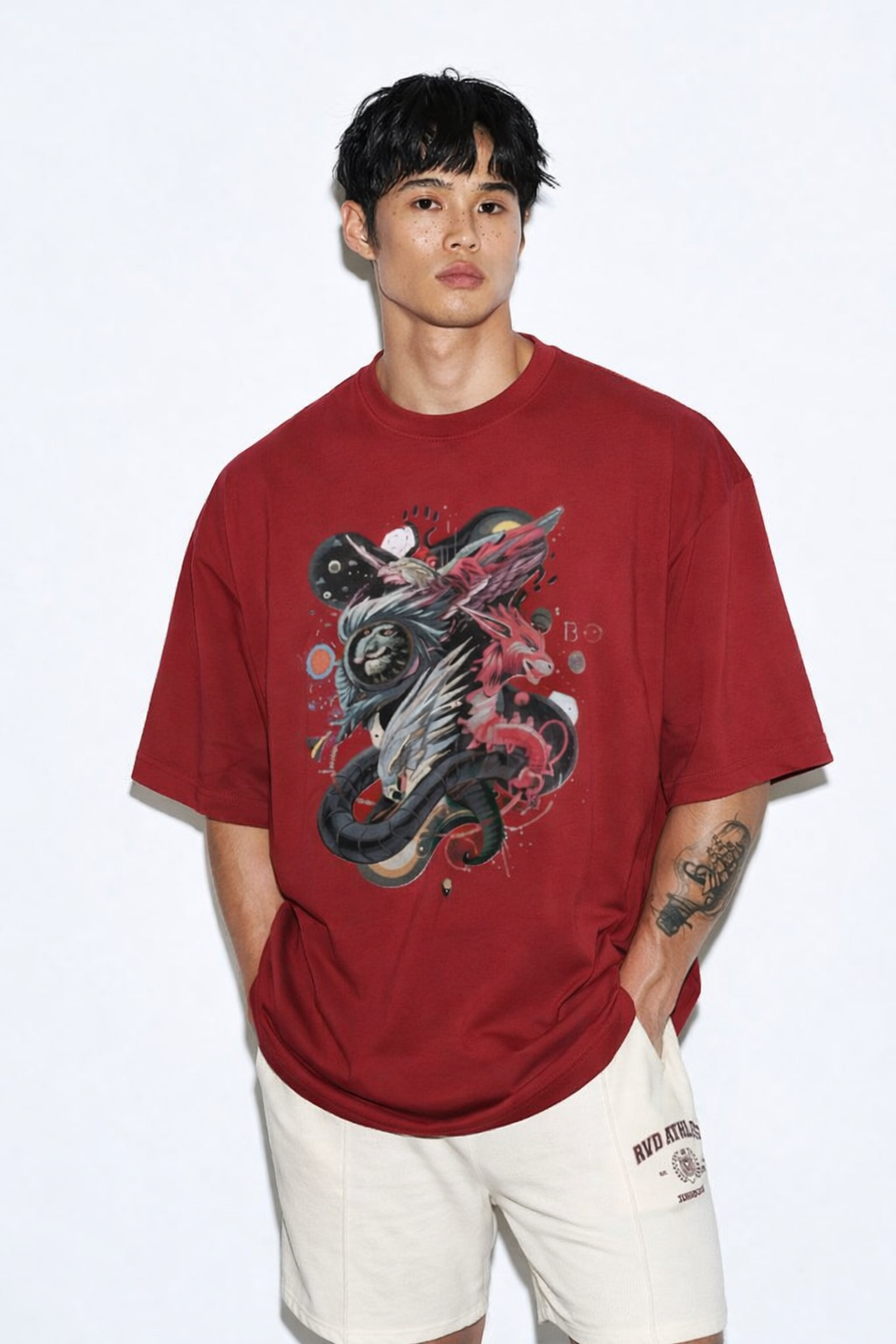 Men's Terry Oversized Tee (Dragonborn Clash)