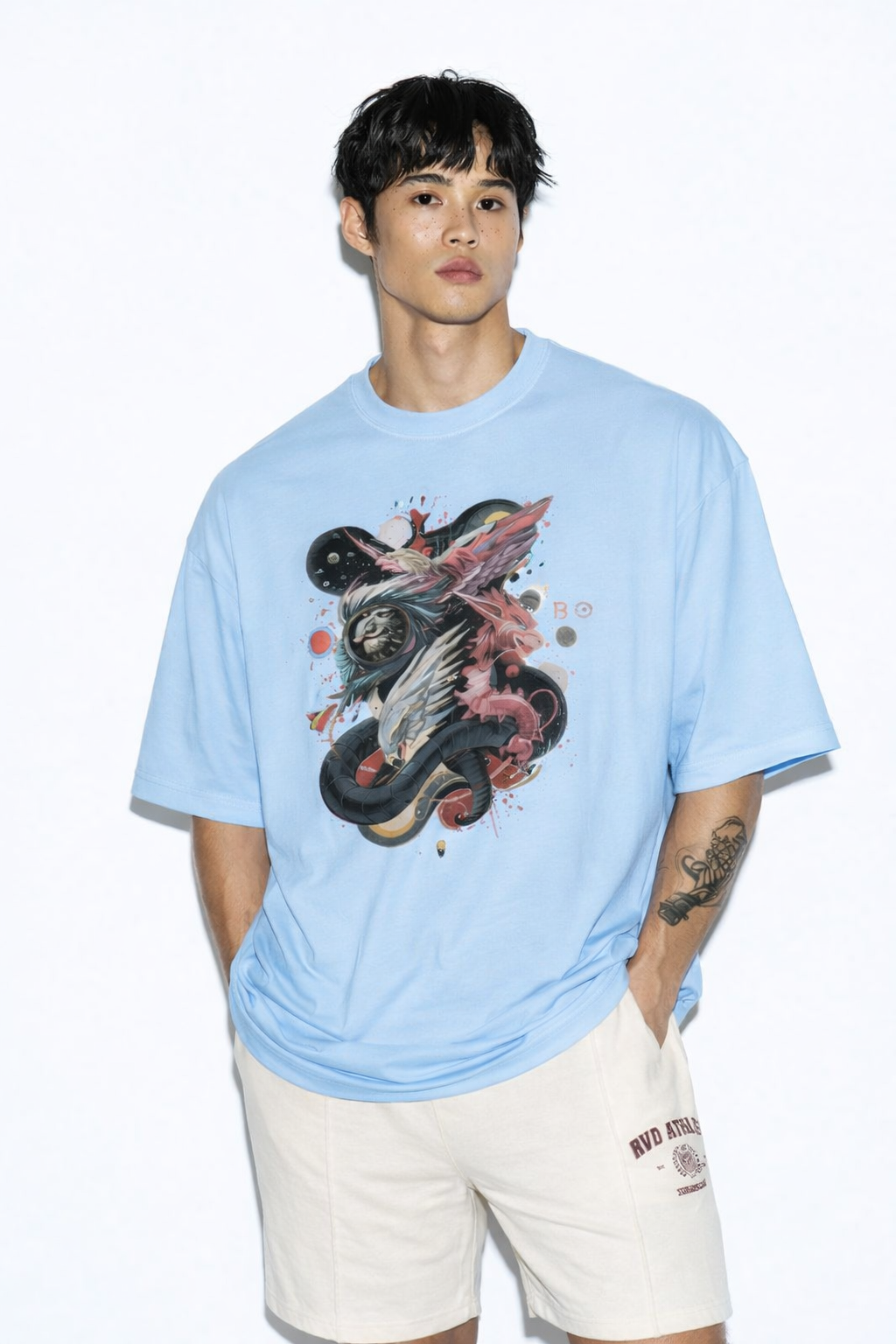 Men's Terry Oversized Tee (Dragonborn Clash)