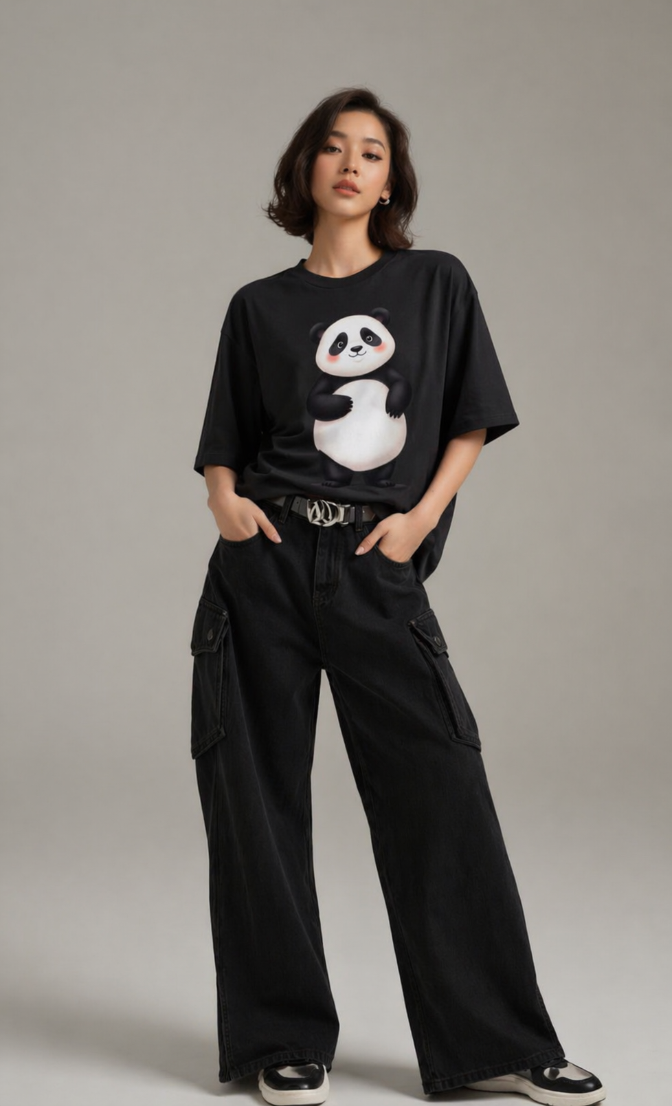 Woman's Panda Terry Oversized Tee