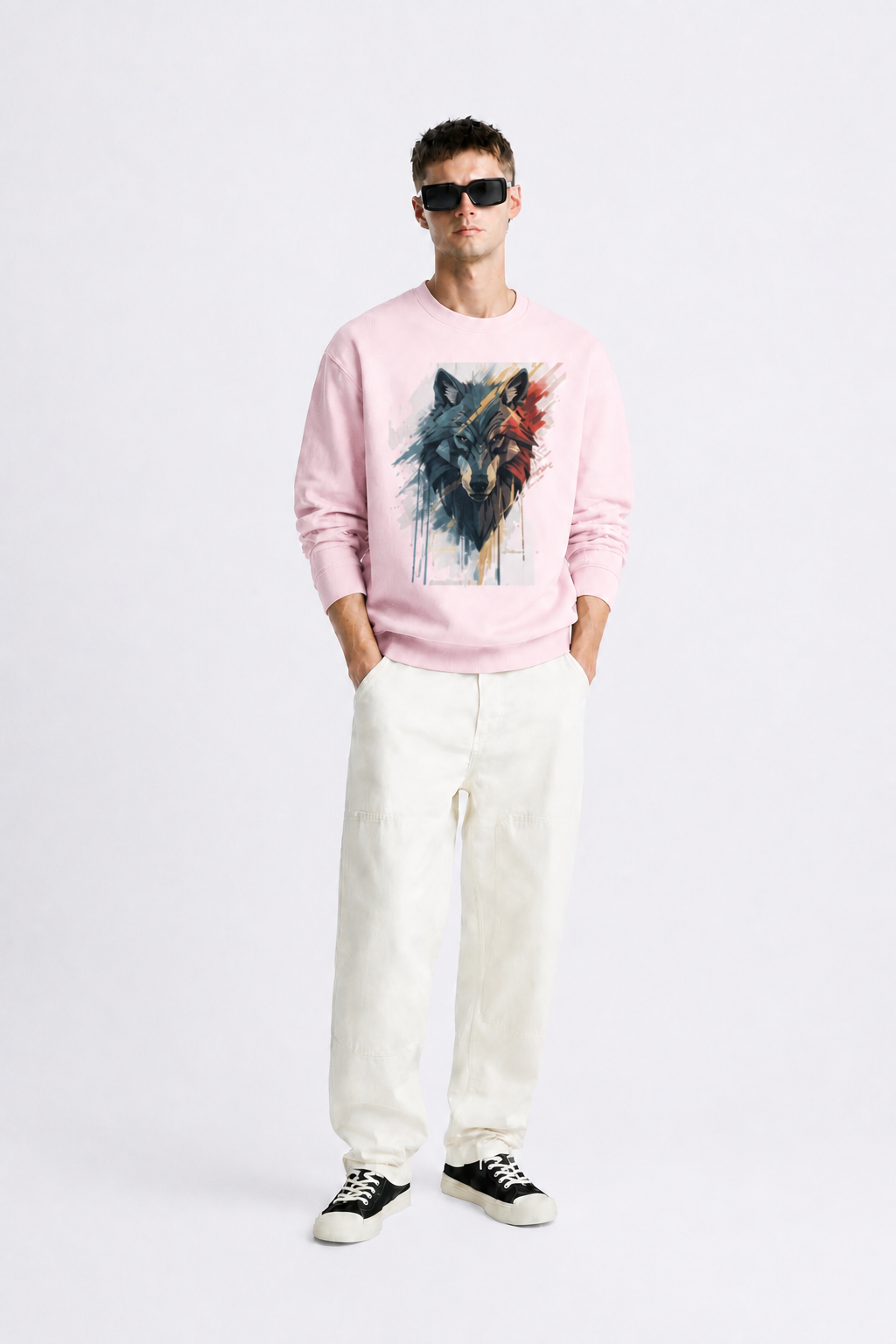 Men's Oversized Sweatshirt (Wolf)