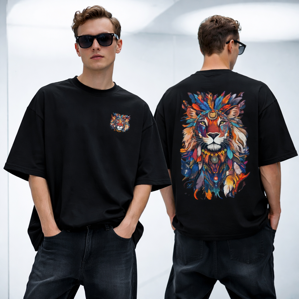 Men's Abstract Lion Oversized Tee