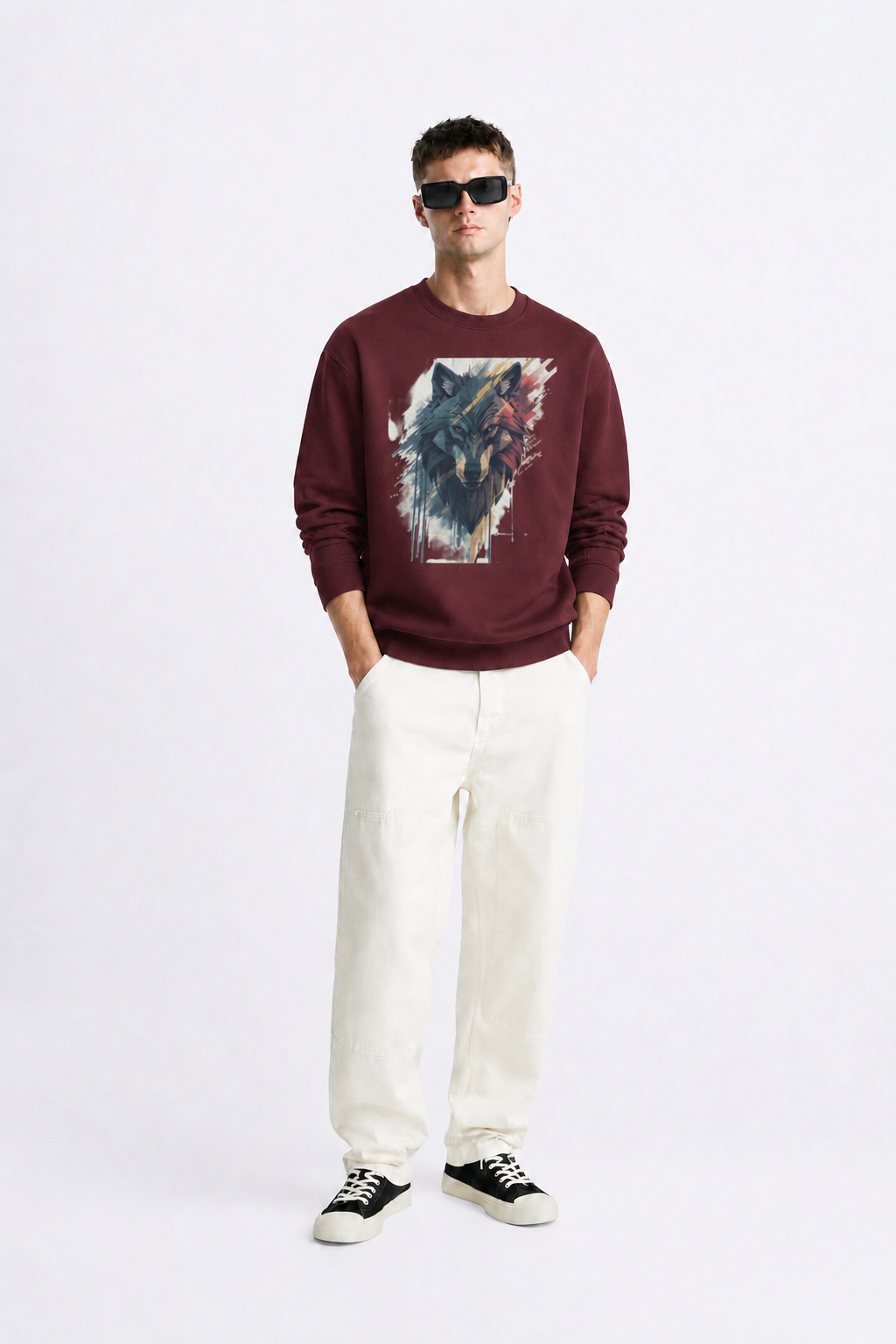 Men's Oversized Sweatshirt (Wolf)