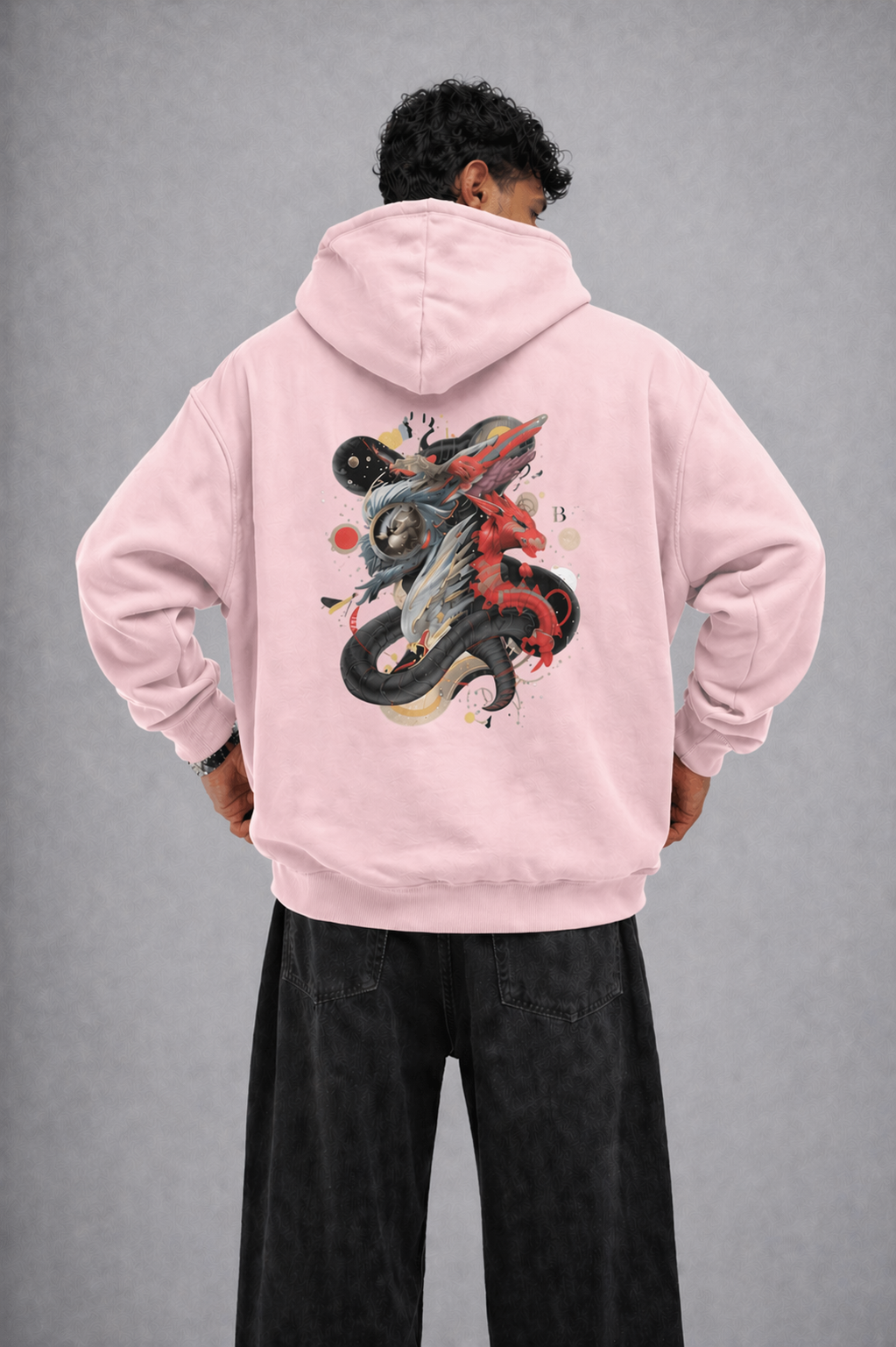 Men's Oversized Hoodie (Dragonborn Clash)