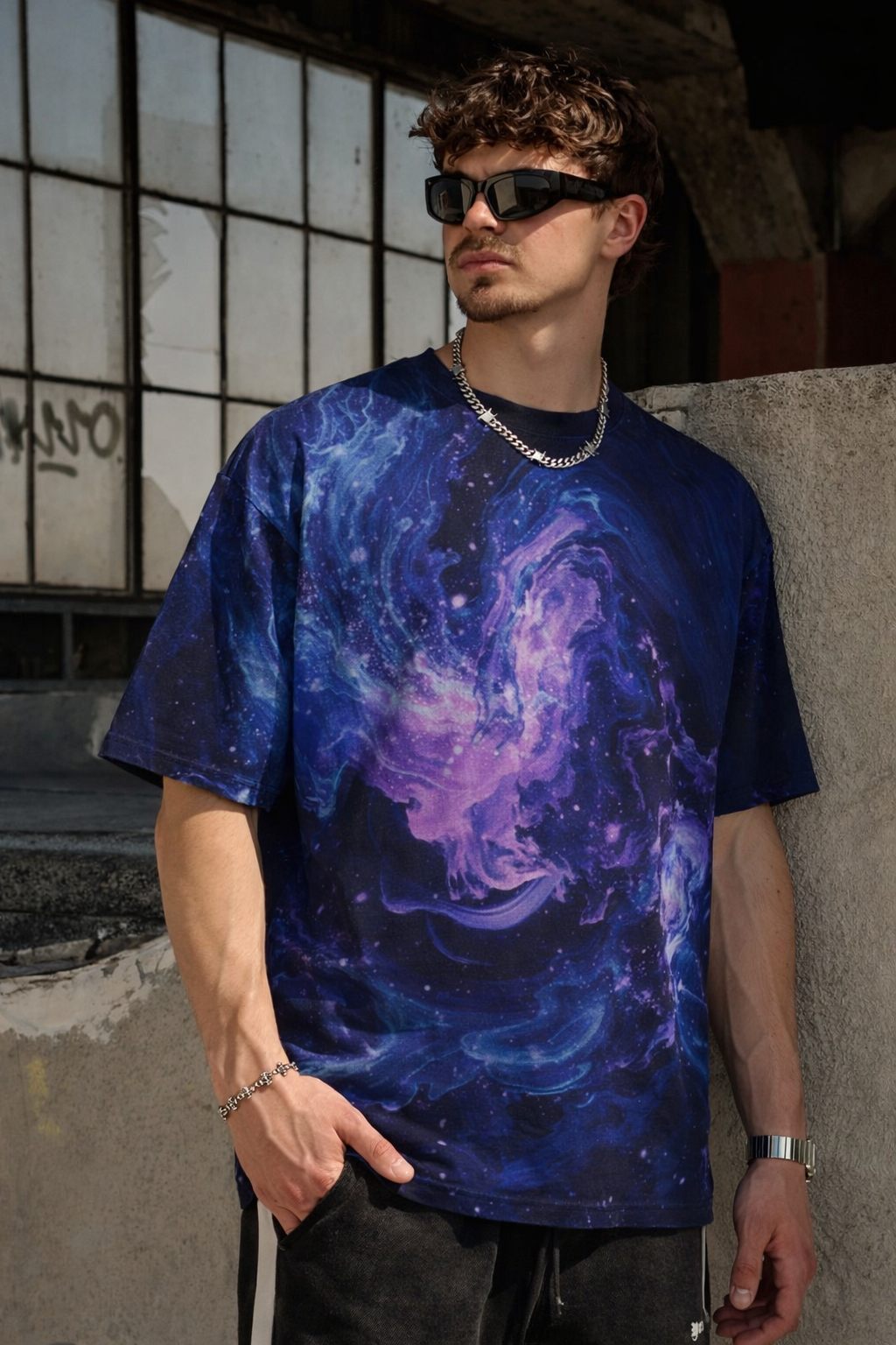 Men's Oversized Tee (Vibrant Galaxy)