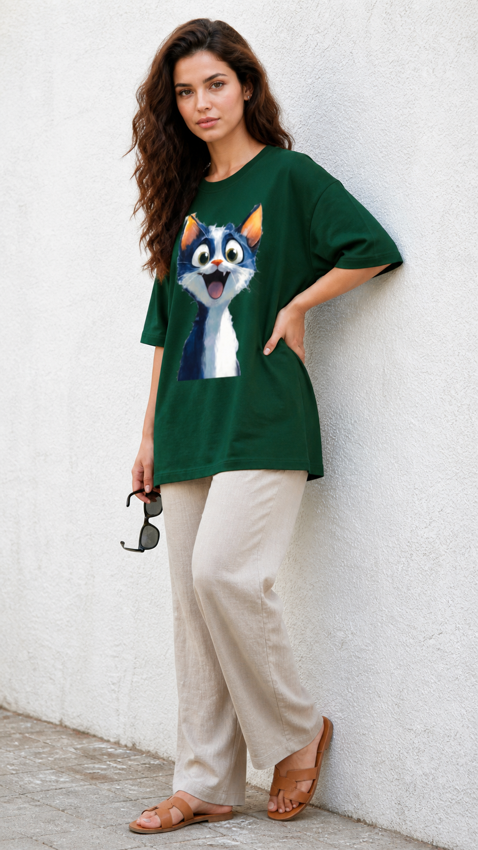 Woman's Cat Terry Oversized Tee
