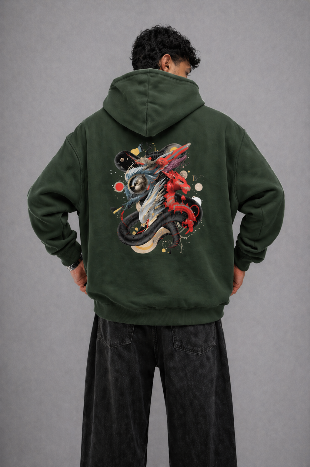 Men's Oversized Hoodie (Dragonborn Clash)