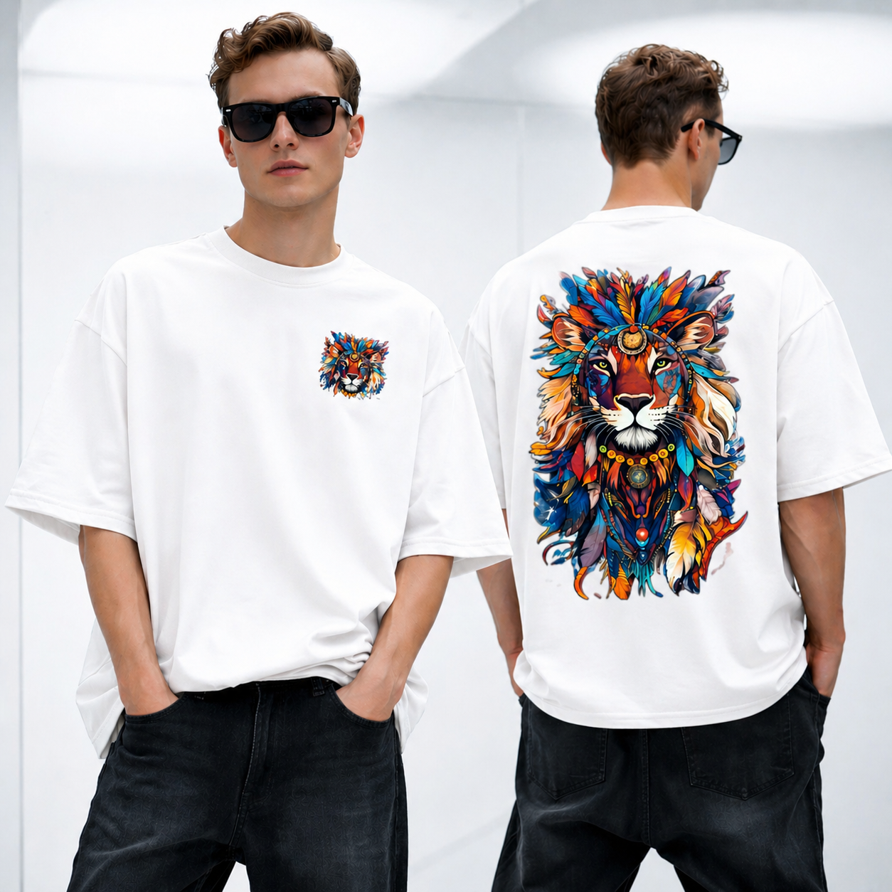 Men's Abstract Lion Oversized Tee