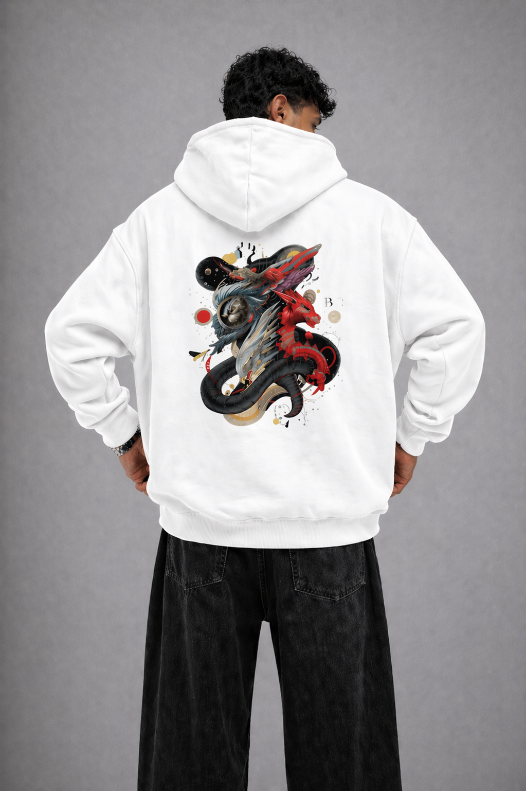 Men's Oversized Hoodie (Dragonborn Clash)