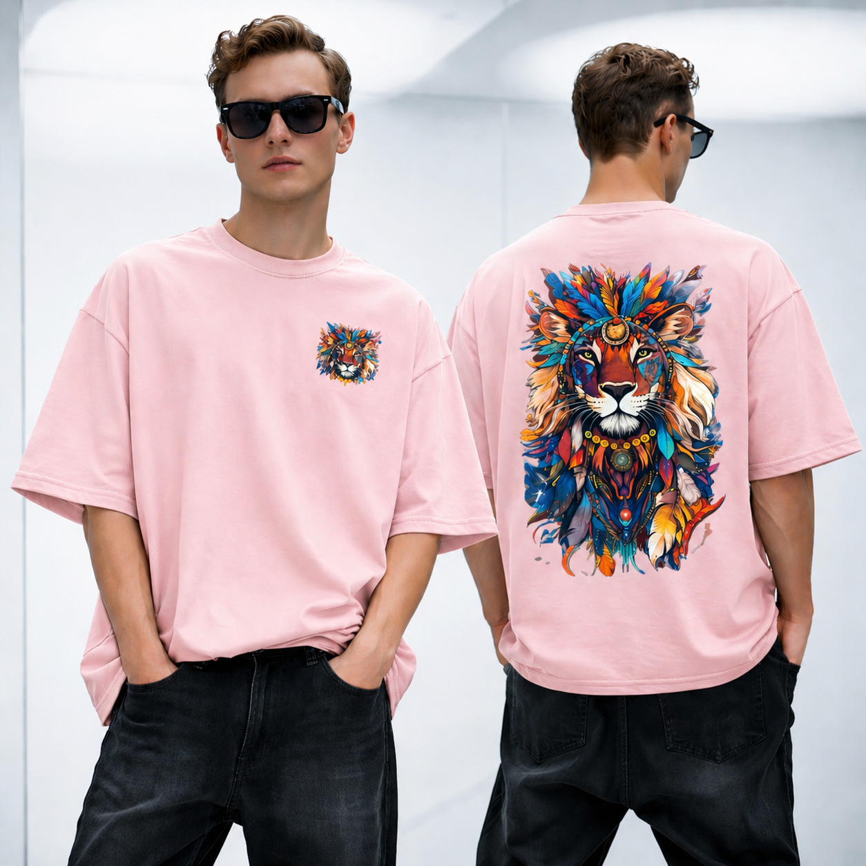 Men's Abstract Lion Oversized Tee