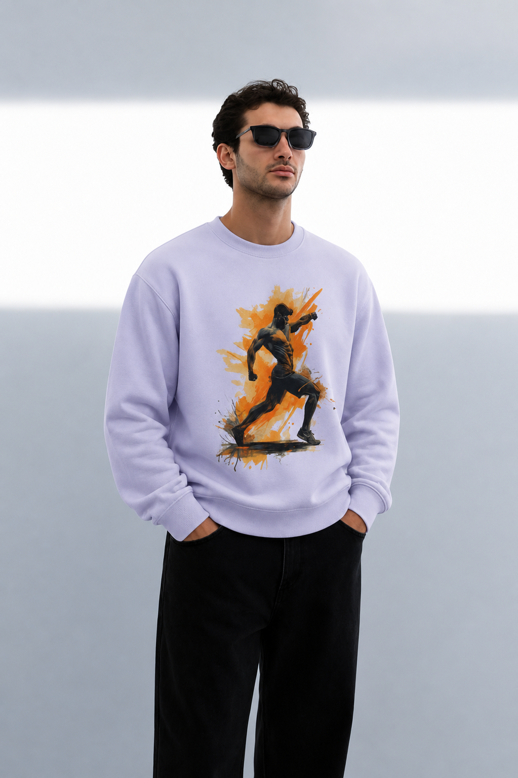 Men's Oversized Sweatshirt (Gym Pose 2)