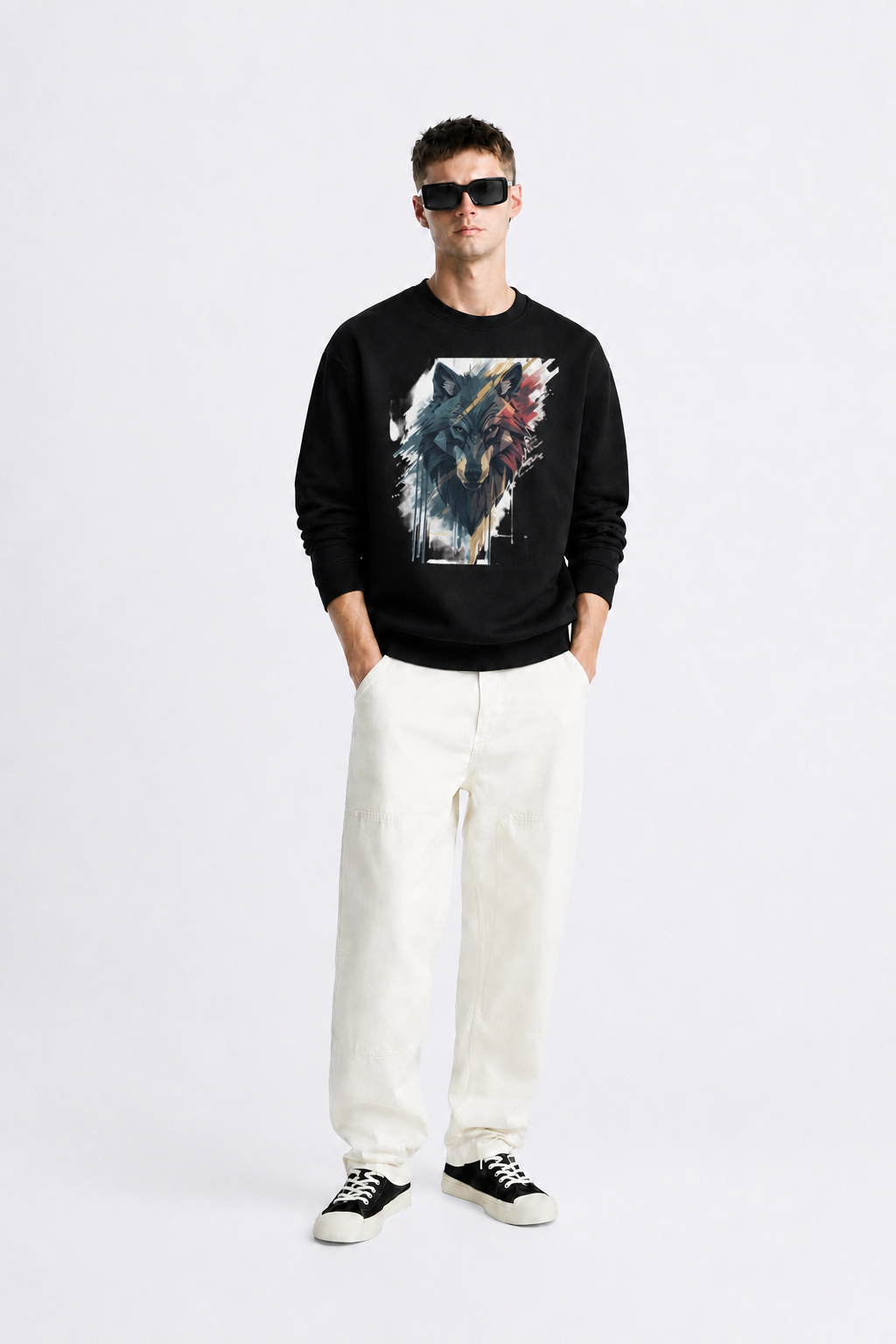 Men's Oversized Sweatshirt (Wolf)