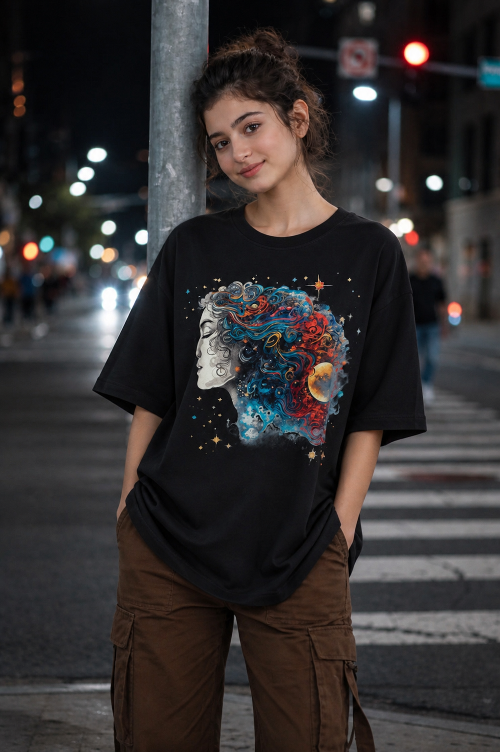 Woman's Stary Night Terry Oversized Tee