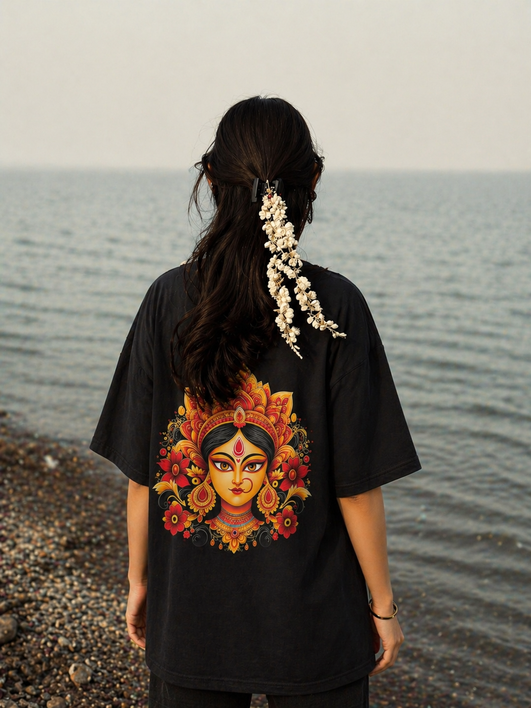 Woman's Maa Durga Terry Oversized Tee