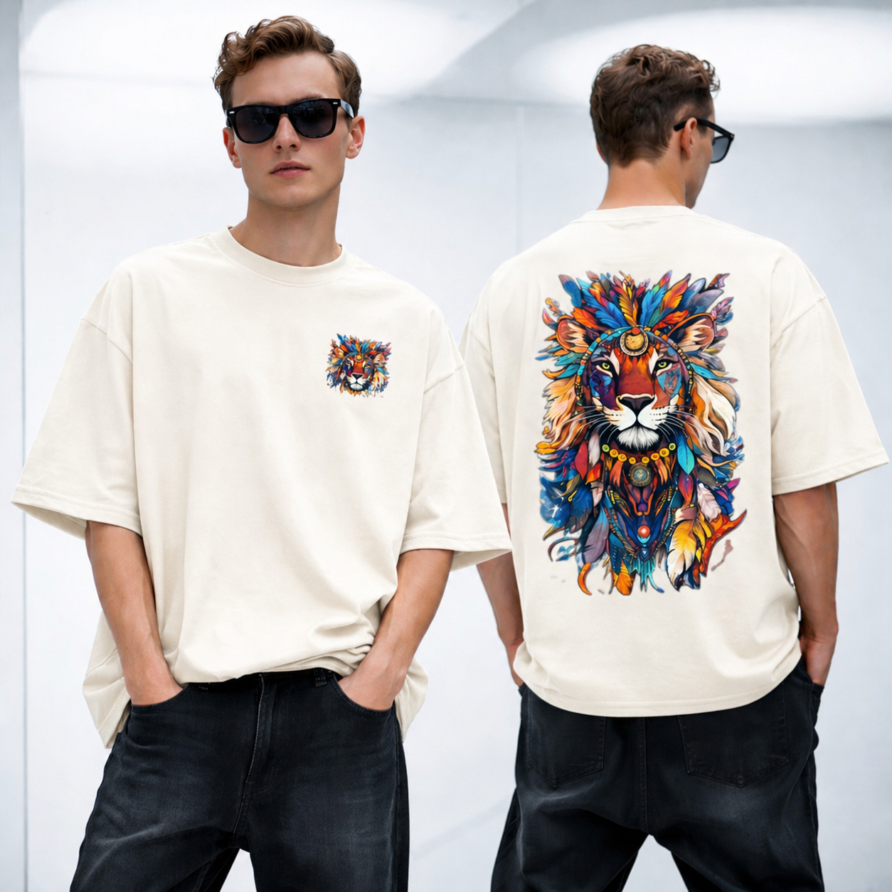 Men's Abstract Lion Oversized Tee