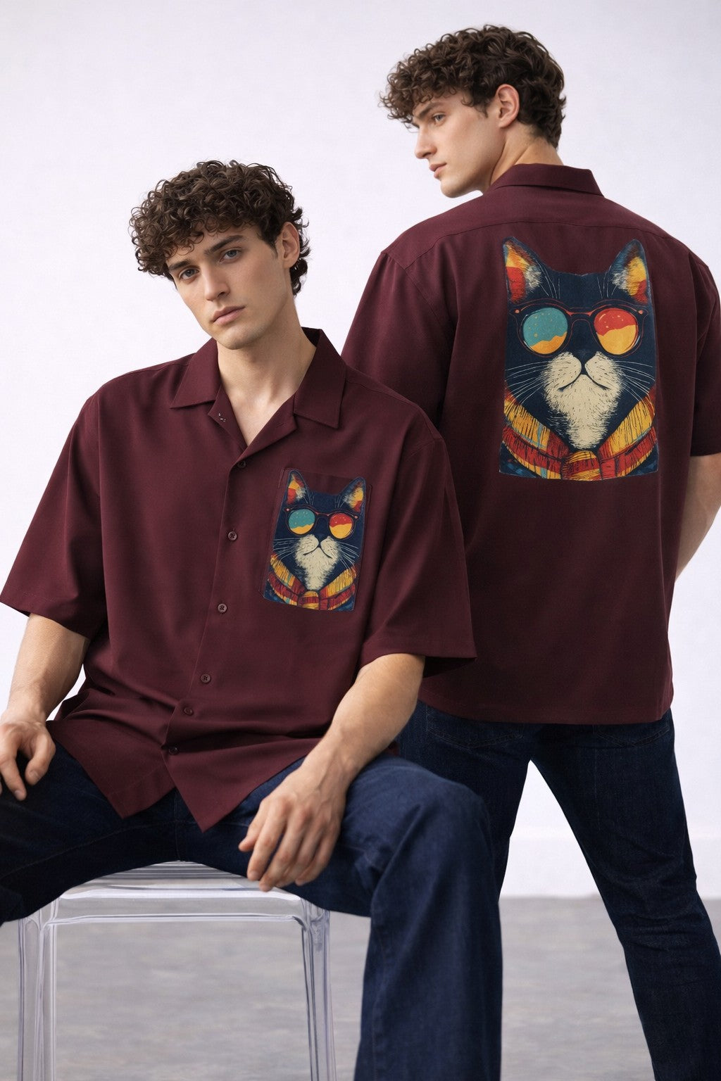Men's Cat Swag Oversized Shirt