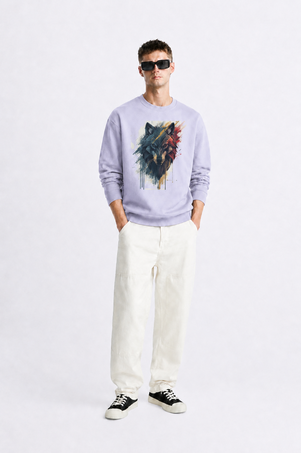 Men's Oversized Sweatshirt (Wolf)