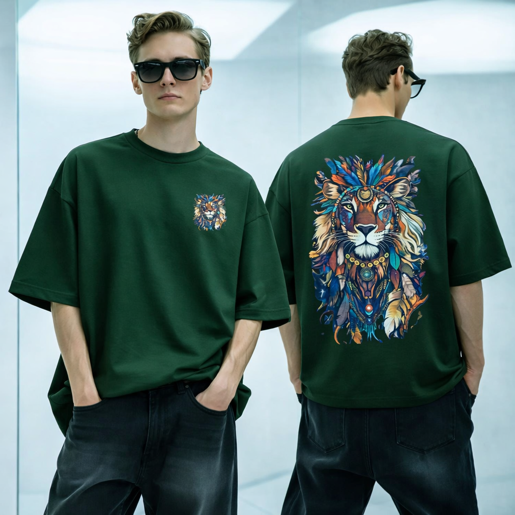 Men's Abstract Lion Oversized Tee