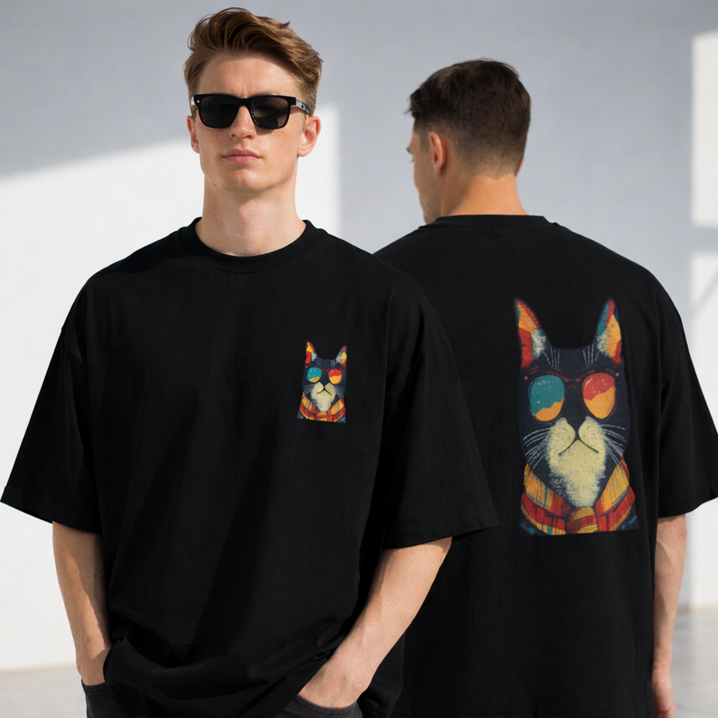 Men's Cat Swag Oversized Tee