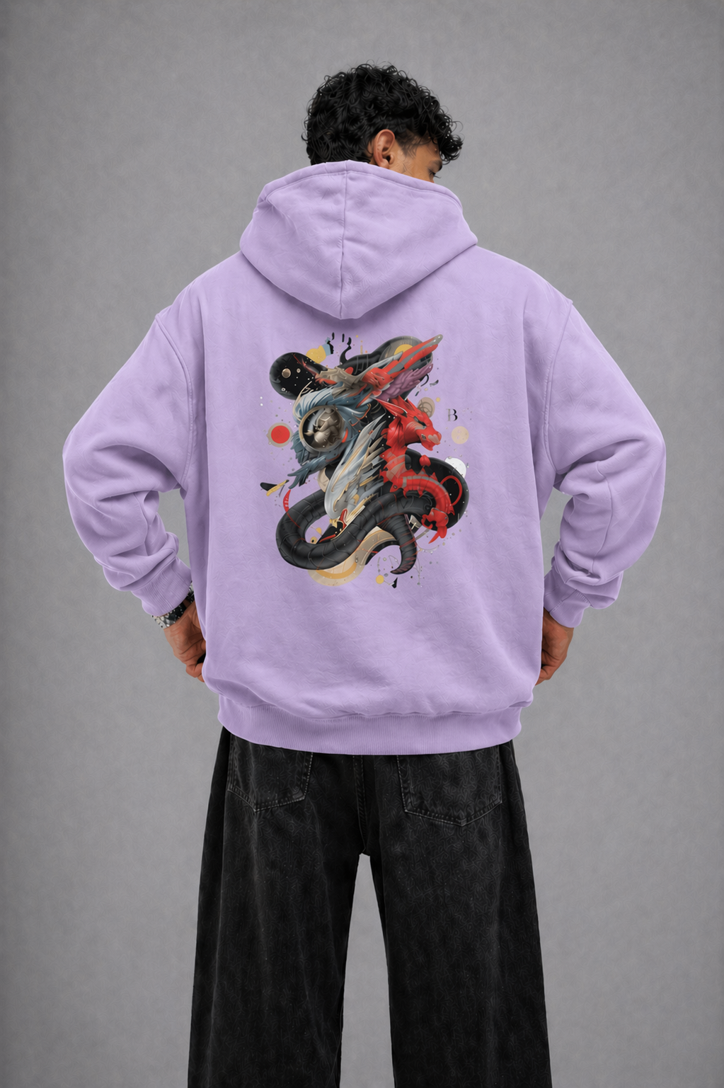 Men's Oversized Hoodie (Dragonborn Clash)