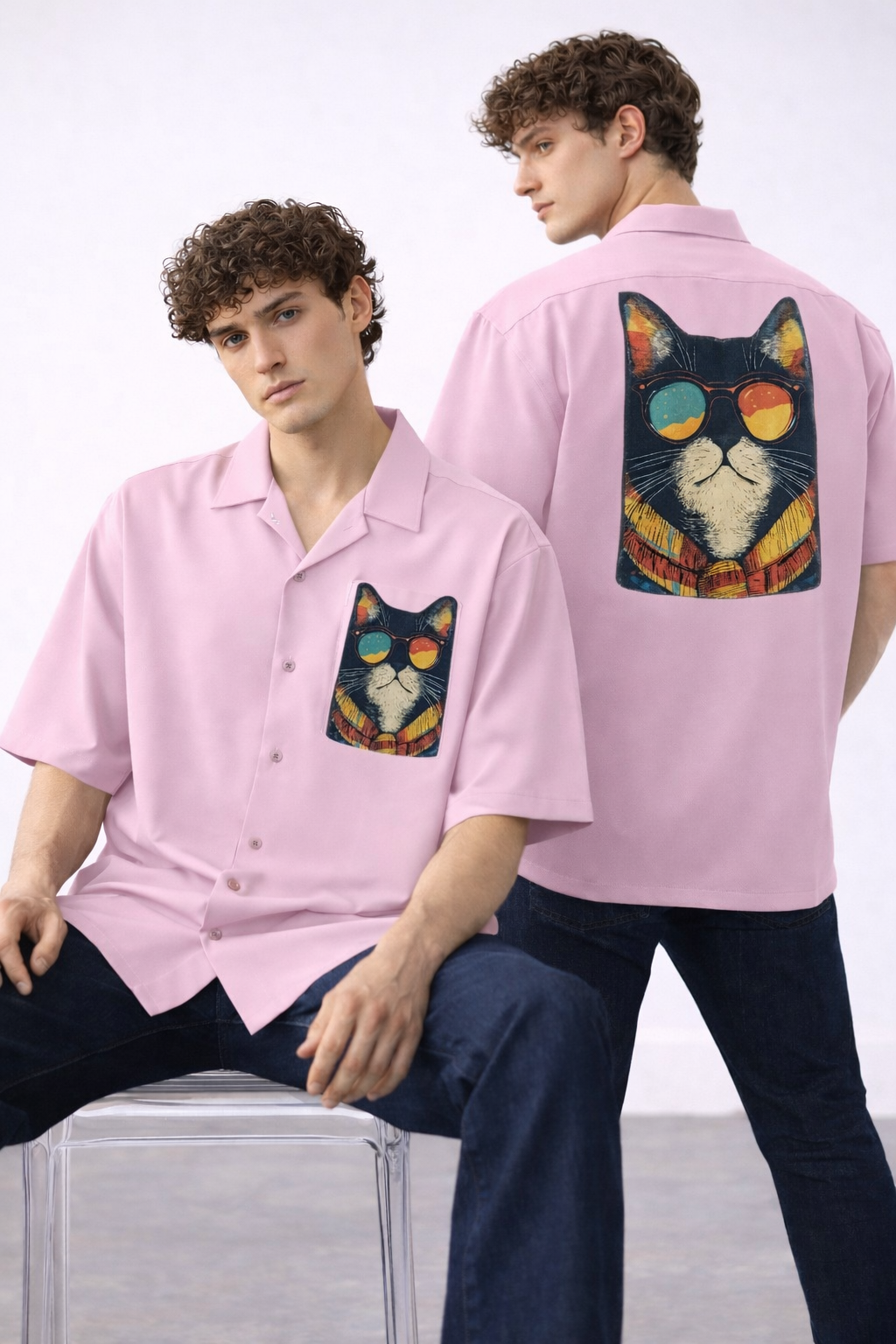 Men's Cat Swag Oversized Shirt