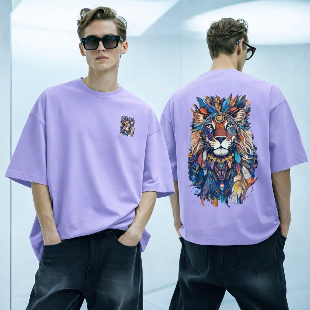 Men's Abstract Lion Oversized Tee