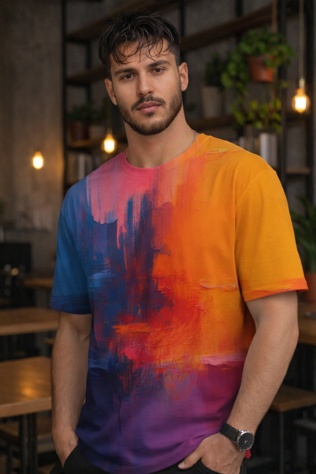 Men's Oversized Tee (Vibrant Strok)