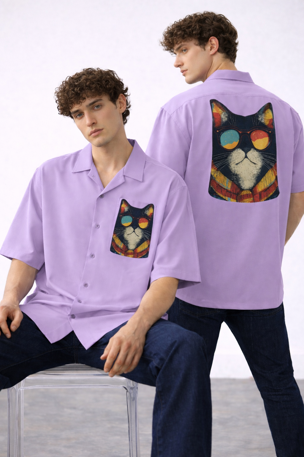 Men's Cat Swag Oversized Shirt