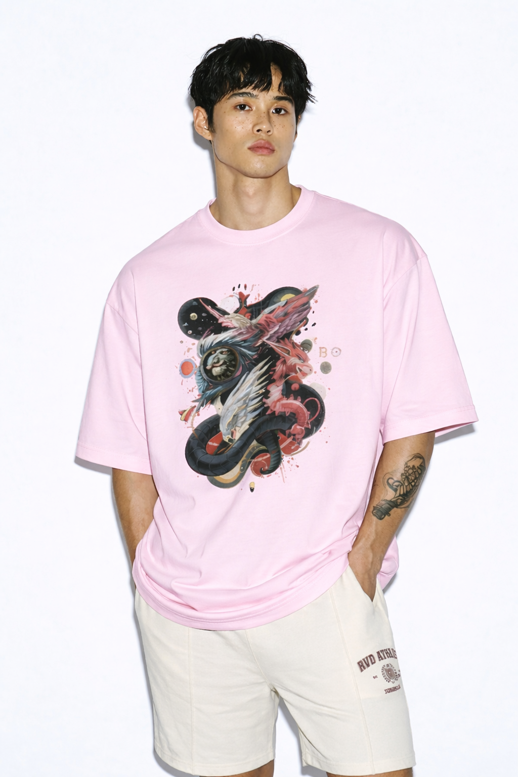 Men's Terry Oversized Tee (Dragonborn Clash)