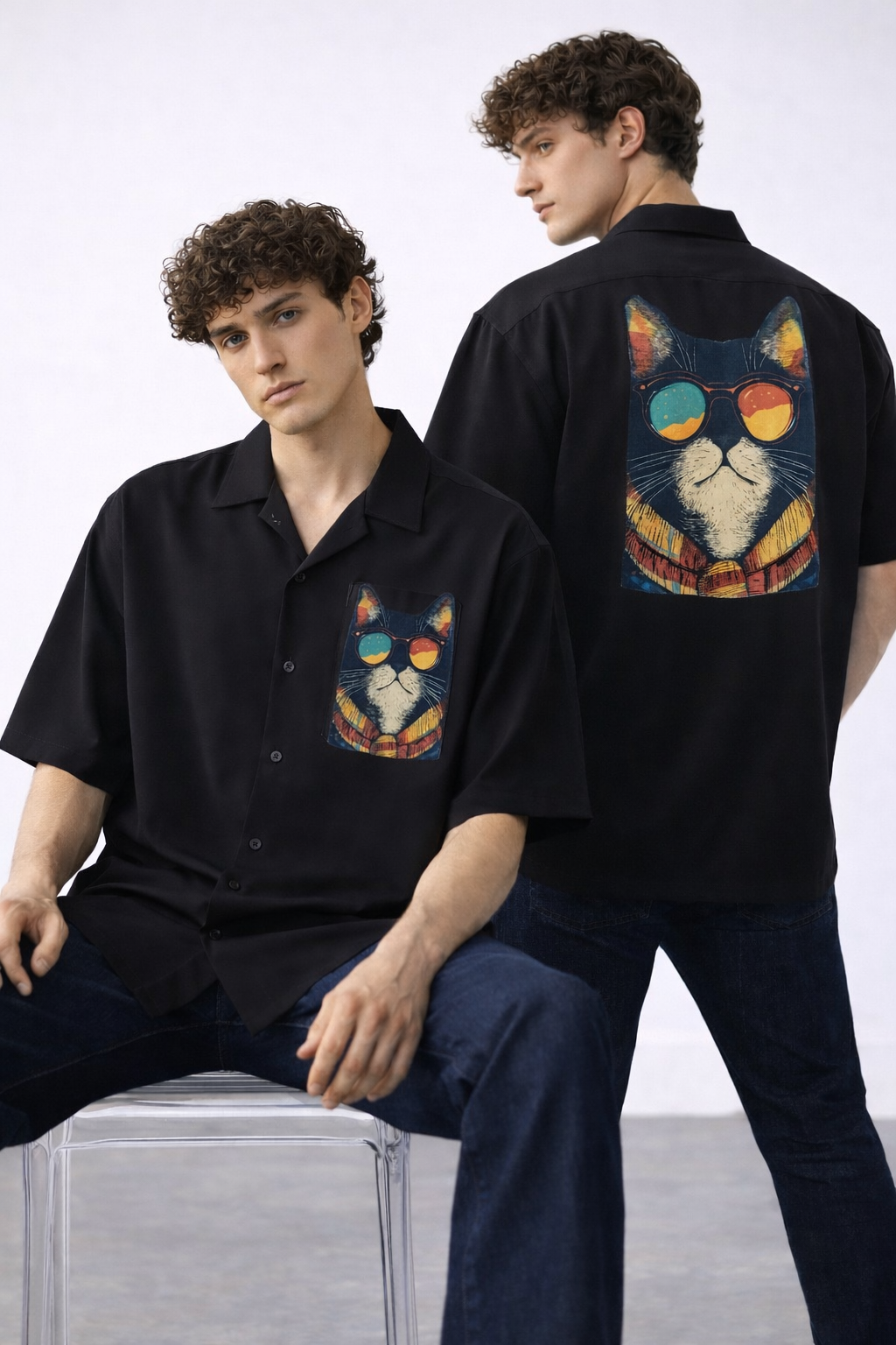 Men's Cat Swag Oversized Shirt
