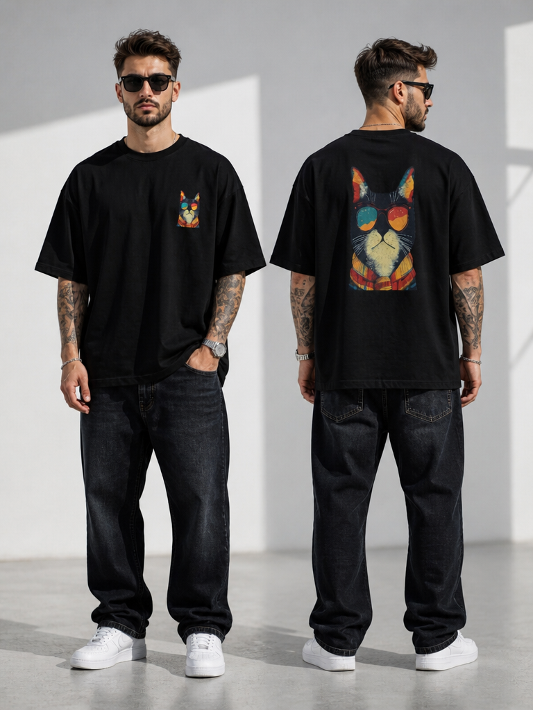 Men's Cat Swag Oversized Tee
