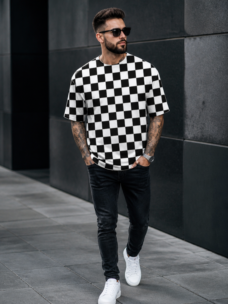 Men's Checks Oversized Tee