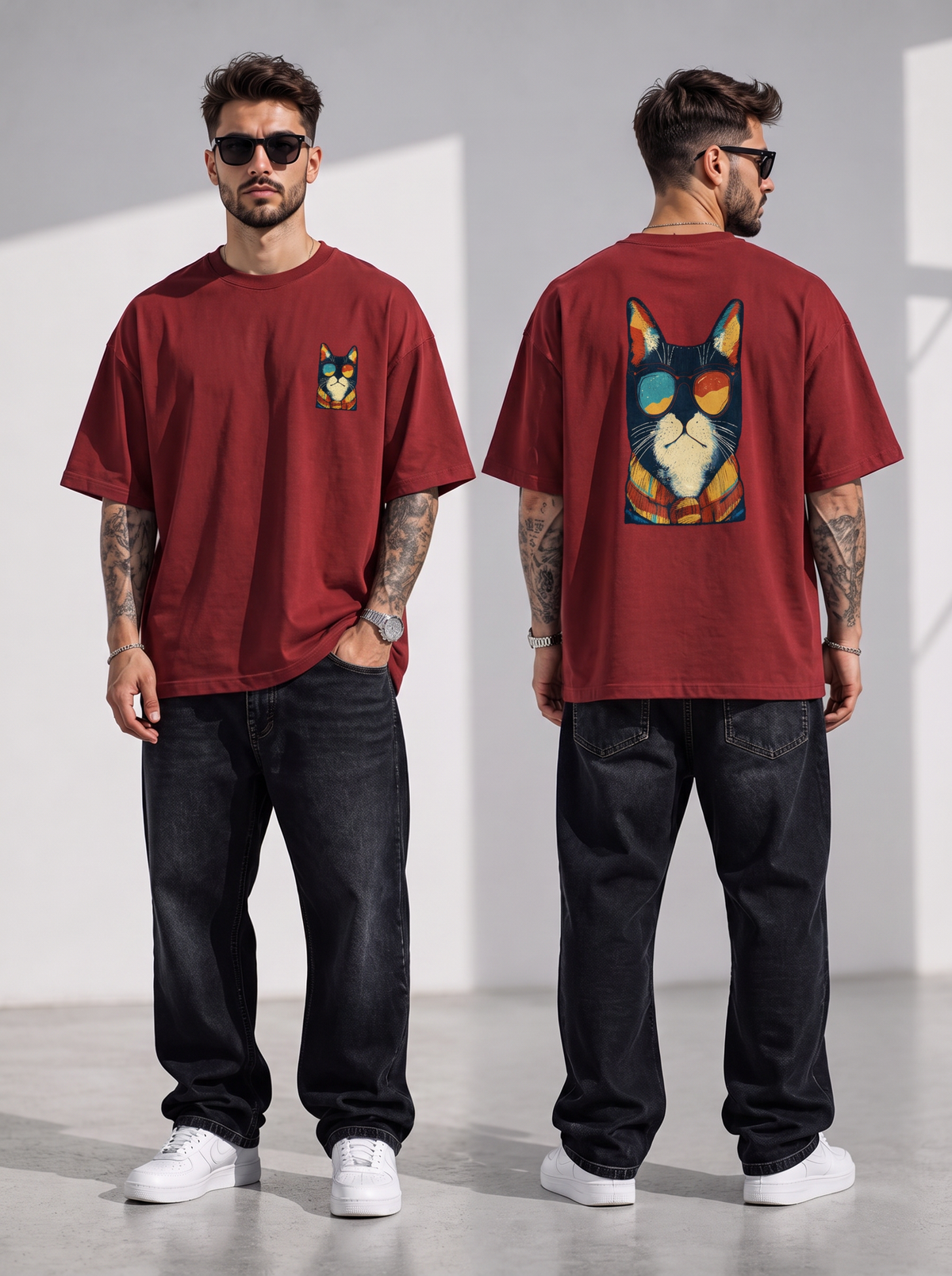 Men's Cat Swag Oversized Tee